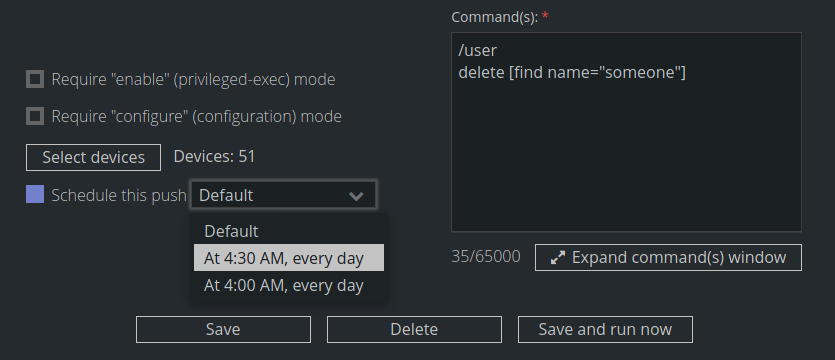 config push scheduling