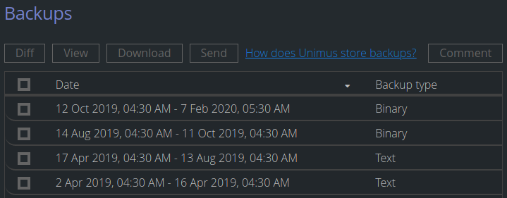 binary backup