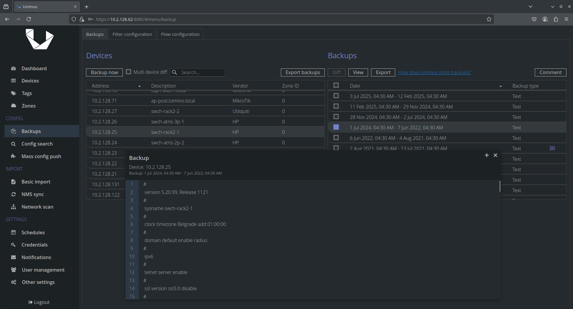 Configuration Backup